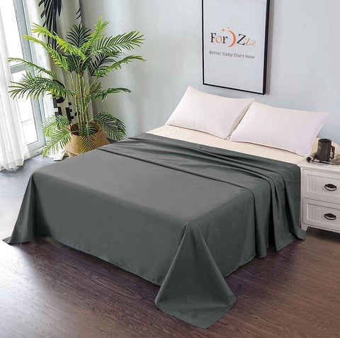 Elegant Comfort Premium Hotel Quality 1-Piece Queen Flat Sheet, Luxury and Softest 2000 Thread Count Bedding Flat Sheet(Queen,Dark gray)