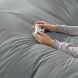 2 Piece Hotel Soft Microfiber Quilt Cover Set-2000TC Duvet/Donna Cover Set & Pillowcases -1 Quilt Cover Zipper Closure & 1 x Pillowcases-Breathable Bedding - Wrinkle, Fade, Stain Resistant(Grey,Single)