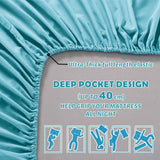 3 Piece Bed Sheet Set- Bedding Sheets & Pillowcases -Breathable Bedding - Wrinkle, Fade, Stain Resistant-Deep Pocket Flat Fitted Bed Sheet Set(Ice Blue,Single)