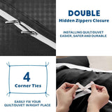 3 Piece Hotel Soft Microfiber Quilt Cover Set-2000TC Duvet/Donna Cover Set & Pillowcases -1 Quilt Cover Zipper Closure & 1 x Pillowcases-Breathable Bedding - Wrinkle, Fade, Stain Resistant(Black,Super King)