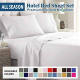 4 Piece Bed Sheet Set- Bedding Sheets & Pillowcases -Breathable Bedding - Wrinkle, Fade, Stain Resistant-Deep Pocket Flat Fitted Bed Sheet Set(White,Super King)