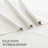 4 Piece Bed Sheet Set- Bedding Sheets & Pillowcases -Breathable Bedding - Wrinkle, Fade, Stain Resistant-Deep Pocket Flat Fitted Bed Sheet Set(Raw white,Super King)