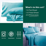 4 Piece Bed Sheet Set- Bedding Sheets & Pillowcases -Breathable Bedding - Wrinkle, Fade, Stain Resistant-Deep Pocket Flat Fitted Bed Sheet Set(Ice Blue,Super King)