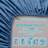 4 Piece Bed Sheet Set- Bedding Sheets & Pillowcases -Breathable Bedding - Wrinkle, Fade, Stain Resistant-Deep Pocket Flat Fitted Bed Sheet Set(Ocean,Super King)