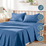 4 Piece Bed Sheet Set- Bedding Sheets & Pillowcases -Breathable Bedding - Wrinkle, Fade, Stain Resistant-Deep Pocket Flat Fitted Bed Sheet Set(Ocean,Super King)