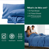 4 Piece Bed Sheet Set- Bedding Sheets & Pillowcases -Breathable Bedding - Wrinkle, Fade, Stain Resistant-Deep Pocket Flat Fitted Bed Sheet Set(Ocean,Super King)