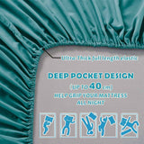 4 Piece Bed Sheet Set- Bedding Sheets & Pillowcases -Breathable Bedding - Wrinkle, Fade, Stain Resistant-Deep Pocket Flat Fitted Bed Sheet Set(Biscay blue,Super King)