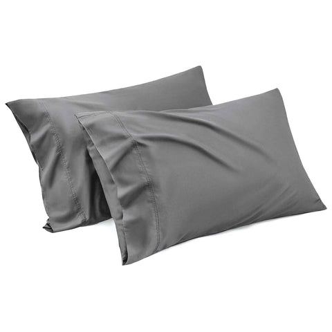 1000TC Ultra Soft Microfiber Pillowcases,Pair of Standard Pillow Covers,（Grey, Standard Size, 48x74 cm)