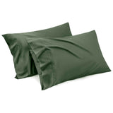 1000TC Ultra Soft Microfiber Pillowcases,Pair of Standard Pillow Covers,（Olive green, Standard Size, 48x74 cm)