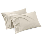 1000TC Ultra Soft Microfiber Pillowcases,Pair of Standard Pillow Covers,（cream, Standard Size, 48x74 cm)