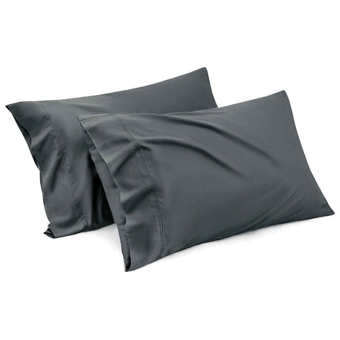 1000TC Ultra Soft Microfiber Pillowcases,Pair of Standard Pillow Covers,（Dark gray, Standard Size, 48x74 cm)