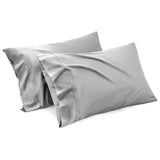 1000TC Ultra Soft Microfiber Pillowcases,Pair of Standard Pillow Covers,（Silver-gray, Standard Size, 48x74 cm)