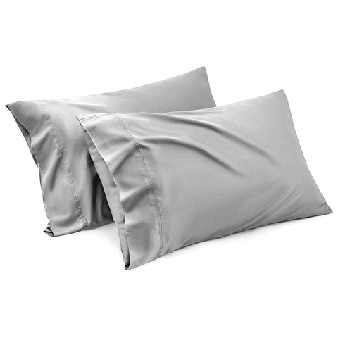 1000TC Ultra Soft Microfiber Pillowcases,Pair of Standard Pillow Covers,（Silver-gray, Standard Size, 48x74 cm)