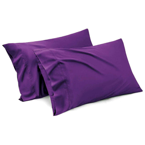 1000TC Ultra Soft Microfiber Pillowcases,Pair of Standard Pillow Covers,（purple, Standard Size, 48x74 cm)