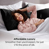 Silk Pillowcase for Hair and Skin Mulberry Silk Pillowcase Soft Breathable Smooth Both Sided Natural Silk Pillowcase with Envelope pocket Beauty Sleep Silk Pillow Case for Gift (2 Pack, Standard, Black)