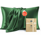 Silk Pillowcase for Hair and Skin Mulberry Silk Pillowcase Soft Breathable Smooth Both Sided Natural Silk Pillowcase with Envelope pocket Beauty Sleep Silk Pillow Case for Gift (2 Pack, Standard, Green)