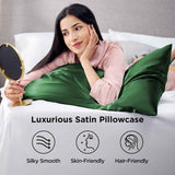 Silk Pillowcase for Hair and Skin Mulberry Silk Pillowcase Soft Breathable Smooth Both Sided Natural Silk Pillowcase with Envelope pocket Beauty Sleep Silk Pillow Case for Gift (2 Pack, Standard, Green)