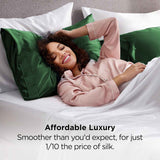 Silk Pillowcase for Hair and Skin Mulberry Silk Pillowcase Soft Breathable Smooth Both Sided Natural Silk Pillowcase with Envelope pocket Beauty Sleep Silk Pillow Case for Gift (2 Pack, Standard, Green)