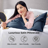 Silk Pillowcase for Hair and Skin Mulberry Silk Pillowcase Soft Breathable Smooth Both Sided Natural Silk Pillowcase with Envelope pocket Beauty Sleep Silk Pillow Case for Gift (2 Pack, Standard, Navy)