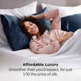 Silk Pillowcase for Hair and Skin Mulberry Silk Pillowcase Soft Breathable Smooth Both Sided Natural Silk Pillowcase with Envelope pocket Beauty Sleep Silk Pillow Case for Gift (2 Pack, Standard, Navy)