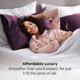 Silk Pillowcase for Hair and Skin Mulberry Silk Pillowcase Soft Breathable Smooth Both Sided Natural Silk Pillowcase with Envelope pocket Beauty Sleep Silk Pillow Case for Gift (2 Pack, Standard, Purple)