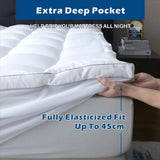 1000GSM Mattress Topper Viscose Derived from Bamboo, Thick Pillowtop Fitted Mattress Cover with 45cm Deep Skirt - Machine Washable Hypoallergenic(King,Black)
