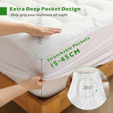 800GSM Mattress Topper Viscose Derived from Bamboo, Thick Pillowtop Fitted Mattress Cover with 45cm Deep Skirt - Machine Washable Hypoallergenic(King,Green)