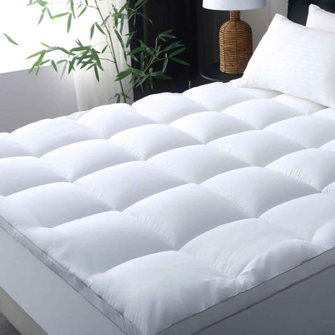 1000GSM Mattress Topper Viscose Derived from Bamboo, Thick Pillowtop Fitted Mattress Cover with 45cm Deep Skirt - Machine Washable Hypoallergenic（Single,Black）