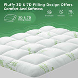 800GSM Mattress Topper Viscose Derived from Bamboo, Thick Pillowtop Fitted Mattress Cover with 45cm Deep Skirt - Machine Washable Hypoallergenic（Single,Green）