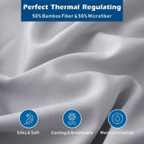 4 Piece Hotel Bamboo Cooling Sheet Set -Ultra Soft 2000TC Breathable Bed Sheets Set with 37 Centimetre Deep Pocket-Cooling Sheets for Hot Sleepers(Silver-gray,Double)