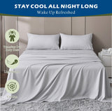 4 Piece Hotel Bamboo Cooling Sheet Set -Ultra Soft 2000TC Breathable Bed Sheets Set with 37 Centimetre Deep Pocket-Cooling Sheets for Hot Sleepers(Silver-gray,Double)