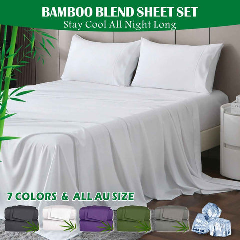 4 Piece Hotel Bamboo Cooling Sheet Set -Ultra Soft 2000TC Breathable Bed Sheets Set with 37 Centimetre Deep Pocket-Cooling Sheets for Hot Sleepers(White,King)