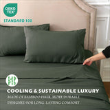 4 Piece Hotel Bamboo Cooling Sheet Set -Ultra Soft 2000TC Breathable Bed Sheets Set with 37 Centimetre Deep Pocket-Cooling Sheets for Hot Sleepers(Olive green,King)