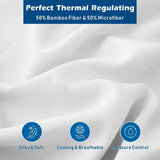 4 Piece Hotel Bamboo Cooling Sheet Set -Ultra Soft 2000TC Breathable Bed Sheets Set with 37 Centimetre Deep Pocket-Cooling Sheets for Hot Sleepers(White,Queen)