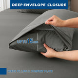 4 Piece Hotel Bamboo Cooling Sheet Set -Ultra Soft 2000TC Breathable Bed Sheets Set with 37 Centimetre Deep Pocket-Cooling Sheets for Hot Sleepers(Grey,Queen)