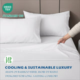 3 Piece Hotel Bamboo Cooling Sheet Set -Ultra Soft 2000TC Breathable Bed Sheets Set with 37 Centimetre Deep Pocket-Cooling Sheets for Hot Sleepers(White,Single)