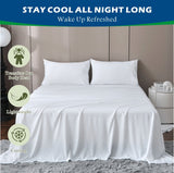 3 Piece Hotel Bamboo Cooling Sheet Set -Ultra Soft 2000TC Breathable Bed Sheets Set with 37 Centimetre Deep Pocket-Cooling Sheets for Hot Sleepers(White,Single)