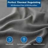 3 Piece Hotel Bamboo Cooling Sheet Set -Ultra Soft 2000TC Breathable Bed Sheets Set with 37 Centimetre Deep Pocket-Cooling Sheets for Hot Sleepers(Grey,Single)