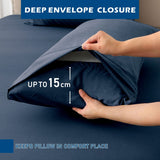 3 Piece Hotel Bamboo Cooling Sheet Set -Ultra Soft 2000TC Breathable Bed Sheets Set with 37 Centimetre Deep Pocket-Cooling Sheets for Hot Sleepers(Navy,Single)