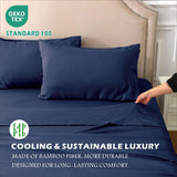 3 Piece Hotel Bamboo Cooling Sheet Set -Ultra Soft 2000TC Breathable Bed Sheets Set with 37 Centimetre Deep Pocket-Cooling Sheets for Hot Sleepers(Navy,Single)