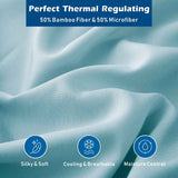 3 Piece Hotel Bamboo Cooling Sheet Set -Ultra Soft 2000TC Breathable Bed Sheets Set with 37 Centimetre Deep Pocket-Cooling Sheets for Hot Sleepers(Sky Blue,Single)