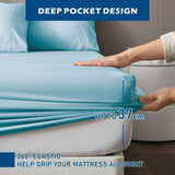 3 Piece Hotel Bamboo Cooling Sheet Set -Ultra Soft 2000TC Breathable Bed Sheets Set with 37 Centimetre Deep Pocket-Cooling Sheets for Hot Sleepers(Sky Blue,Single)