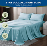 3 Piece Hotel Bamboo Cooling Sheet Set -Ultra Soft 2000TC Breathable Bed Sheets Set with 37 Centimetre Deep Pocket-Cooling Sheets for Hot Sleepers(Sky Blue,Single)