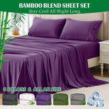 3 Piece Hotel Bamboo Cooling Sheet Set -Ultra Soft 2000TC Breathable Bed Sheets Set with 37 Centimetre Deep Pocket-Cooling Sheets for Hot Sleepers(Purple,Single)