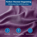 3 Piece Hotel Bamboo Cooling Sheet Set -Ultra Soft 2000TC Breathable Bed Sheets Set with 37 Centimetre Deep Pocket-Cooling Sheets for Hot Sleepers(Purple,Single)