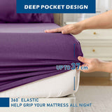 3 Piece Hotel Bamboo Cooling Sheet Set -Ultra Soft 2000TC Breathable Bed Sheets Set with 37 Centimetre Deep Pocket-Cooling Sheets for Hot Sleepers(Purple,Single)