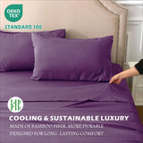 3 Piece Hotel Bamboo Cooling Sheet Set -Ultra Soft 2000TC Breathable Bed Sheets Set with 37 Centimetre Deep Pocket-Cooling Sheets for Hot Sleepers(Purple,Single)