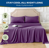 3 Piece Hotel Bamboo Cooling Sheet Set -Ultra Soft 2000TC Breathable Bed Sheets Set with 37 Centimetre Deep Pocket-Cooling Sheets for Hot Sleepers(Purple,Single)