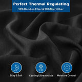 4 Piece Hotel Bamboo Cooling Sheet Set -Ultra Soft 2000TC Breathable Bed Sheets Set with 37 Centimetre Deep Pocket-Cooling Sheets for Hot Sleepers(Black,Super King)