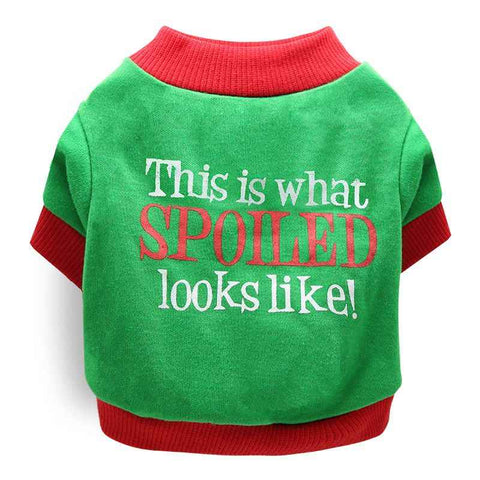 DROOLING DOG Pet Dog Cat Clothes Cotton T Shirt Green bottom with red edges (spoiled shoes) XS